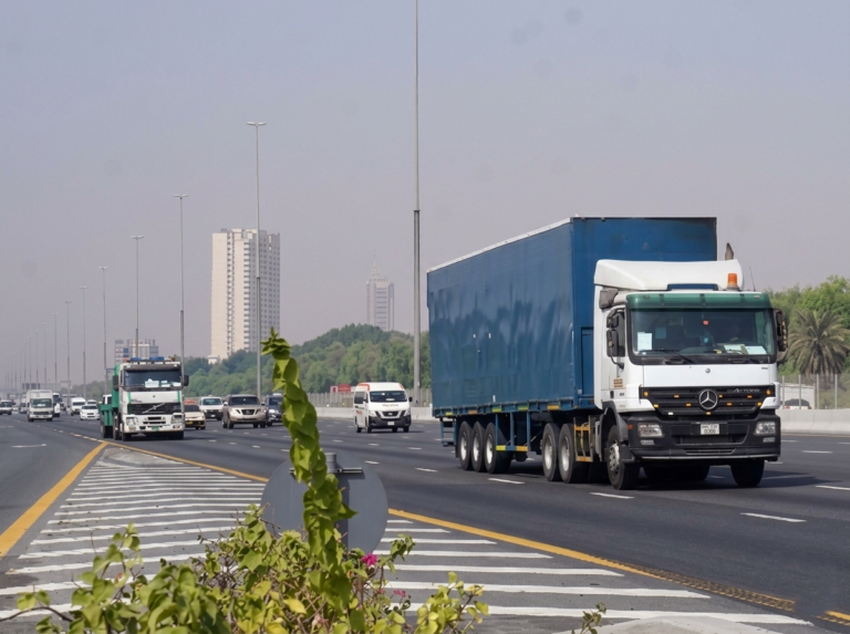 RTA Dubai trucks operating on major highway under updated Dubai truck roads policy