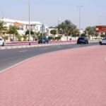Dubai sidewalk maintenance work improving pedestrian pathways