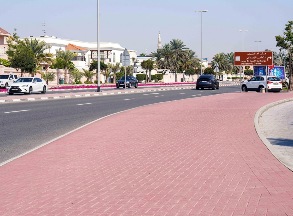 Dubai sidewalk maintenance work improving pedestrian pathways