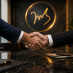 Professional business partnership meeting with corporate handshake and Mana Global branding